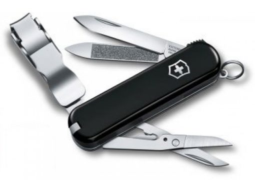 Victorinox Nail Clip 580 Black 65mm Front Side All Tools Open