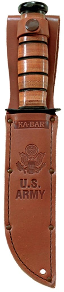 Ka-Bar US Army Fighting Knife 1095 Blade Brown Leather Handle In Sheath
