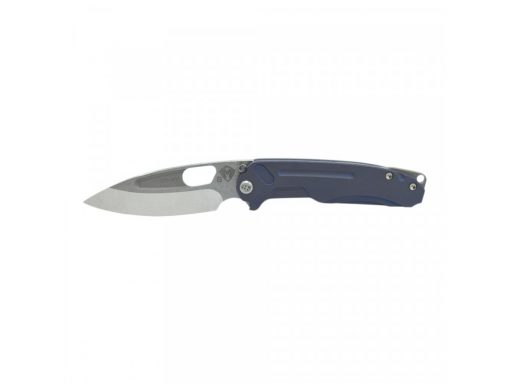 a Medford-Infraction S35VN Blade Blue Titanium Handle on a white background.
