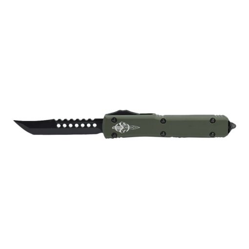 Microtech Ultratech Hellhound M390 Tanto Serrated Spine OD Green Handle