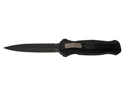 Benchmade 3300BK Infidel Black D2 Tool Steel Spear Point Blade Black Aluminum Handle Front Side Open