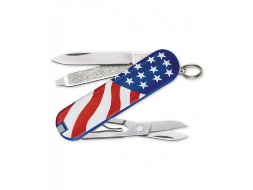 Victorinox Classic SD US Flag 58mm Front Side All Tools Open