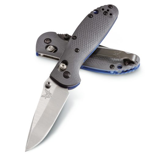 Benchmade - 556-1 Mini-Griptilian 20CV Blade Blue/Grey G-10 Handle Front Side Open and Back Side Closed