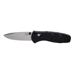 Benchmade 585 Mini Barrage Satin154CM Drop Point Blade Black Valox Handle Front Side Open