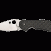 Spyderco Domino Satin CTS-XHP Drop Point Blade Black Carbon Fiber Handle Front Side Open