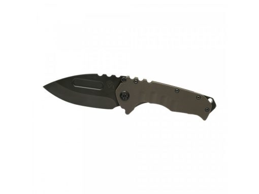 A Medford Praetorian T Black PVD CPM-3V Drop Point with Bronze Ano Handles on a white background.