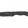 TOPS HOG 4.5 Black 1095 Blade Black Linen Micarta Handle Front Side Horizontal
