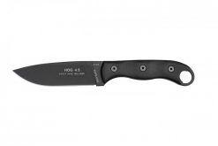 TOPS - HOG 4.5 Black 1095 Blade Black Linen Micarta Handle Front Side