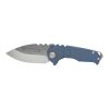The Medford Praetorian Genesis T S35VN Drop Point Blue Anodized Handles on a white background.