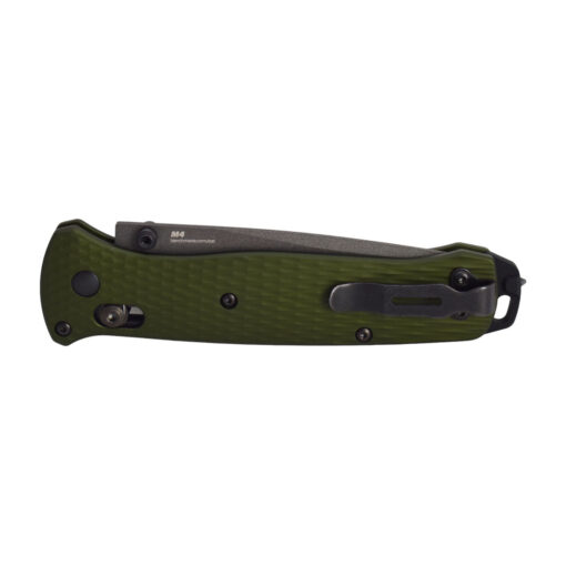 Benchmade Bailout CPM-M4 Tanto Blade OD Green Ano Aluminum Handles Back Side Closed