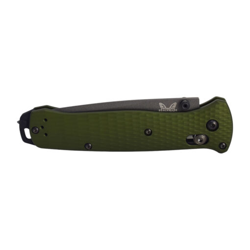 Benchmade Bailout CPM-M4 Tanto Blade OD Green Ano Aluminum Handles Front Side Closed