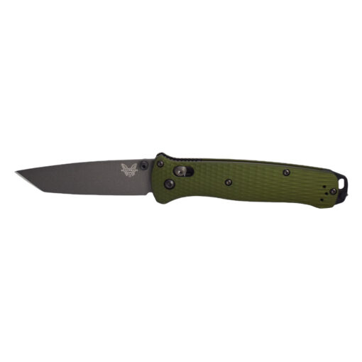 Benchmade Bailout CPM-M4 Tanto Blade OD Green Ano Aluminum Handles Front Side Open