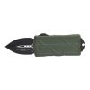 Microtech Exocet Black Double Edged CA Legal OTF Automatic Knife OD Green Handle Front Side Open