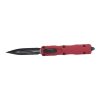 Microtech Dirac Double Edged Dagger Black OTF Automatic Knife Red Handle Front Side Open