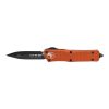 Microtech Combat Troodon Black Double Edged Dagger OTF Automatic Orange Handle Front Side Open