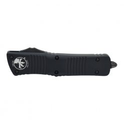 Microtech Combat Troodon Black Double Edged Dagger OTF Automatic Black Handle Front Side Closed
