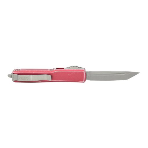 Microtech Ultratech Apocolyptic Double Edge Dagger OTF Automatic Red Distressed Handle Back Side Open