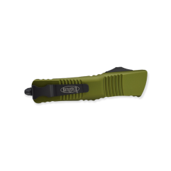 Microtech Combat Troodon Black Double Edged Dagger OTF Automatic OD Green Aluminum Handle Back Side Closed