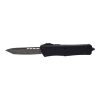 Microtech Troodon Tactile Edge Damascus Signature Series Ringed Hardware Black Aluminum Handle Front Side Open