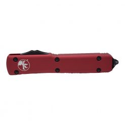 Microtech Ultratech Black Serrated Double Edge Dagger OTF Automatic Red Handle Front Side Closed