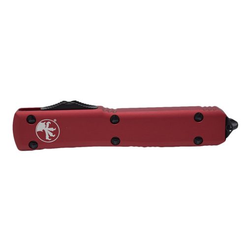 Microtech Ultratech Black Serrated Double Edge Dagger OTF Automatic Red Handle Front Side Closed