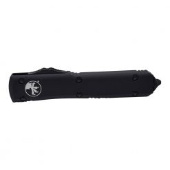 Microtech Ultratech Black Double Edge Dagger OTF Automatic Knife Black Handle Front Side Closed