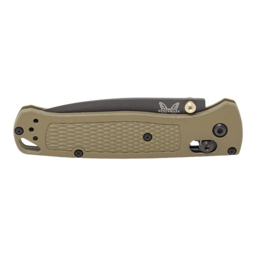 Benchmade Bugout Grey Nitride Coated Drop Point Blade Ranger Green Handle Front side closed