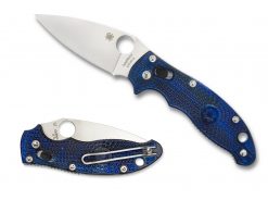 Spyderco Manix 2 Lightweight Knife Satin Translucent Dusk Blue FRCP Handle Both