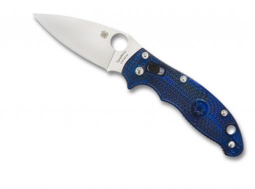 Spyderco Manix 2 Lightweight Knife Satin Translucent Dusk Blue FRCP Handle Front Side Open