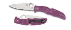 Spyderco Endura 4 Lockback Knife Satin Plain Edge Purple FRN Handle Both
