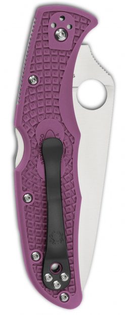 Spyderco Endura 4 Lockback Knife Satin Plain Edge Purple FRN Handle Back Side Closed