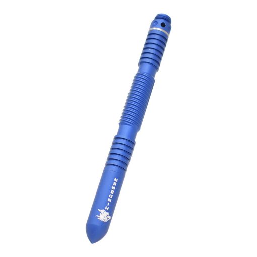 Hinderer Extreme Duty Spiral Aluminum Matte Blue Pen Front Side Closed
