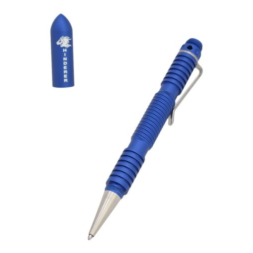 Hinderer Extreme Duty Spiral Aluminum Matte Blue Pen Back Side Open