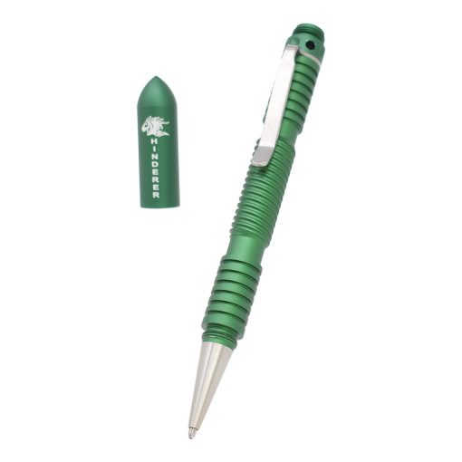 Hinderer Extreme Duty Spiral Aluminum Matte Emerald Green Pen Front Side Open