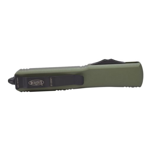 Microtech UTX-85 T/E Black DLC OTF Automatic Knife OD Green Handle Back Side Closed