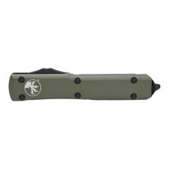 Microtech UTX-85 T/E Black DLC OTF Automatic Knife OD Green Handle Front Side Closed