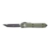 Microtech UTX-85 T/E Black DLC OTF Automatic Knife OD Green Handle Front Side Open