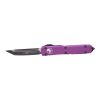 Microtech UTX-85 T/E Black DLC OTF Automatic Knife Violet Handle Front Side Open