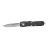 Microtech UTX-85 S/E Stonewash Blade OTF Automatic Knife Black Handle Front Side Open