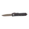 Microtech UTX-85 S/E Apocalyptic Bronze Blade OTF Automatic Knife Black Handle Front Side Open