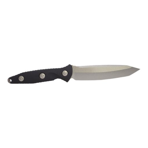 Microtech Socom Alpha 17-4 PH Tanto Stonewash Fixed Blade Knife Black G10 Handle Back Side