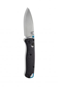 Benchmade Bugout Grey S90V Drop Point Blade Carbon Fiber Handle Front Side Open