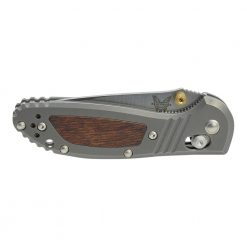 Benchmade - 556-1701 Mini Griptilian LE Drop Point Blade Titanium Handle with Wood Inlays Front Side Closed