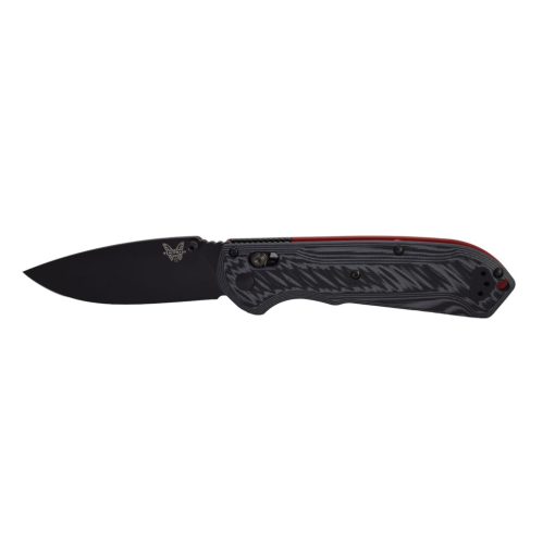 Benchmade Freek Black M4 Blade Black Gray Red Handle Front Side Open