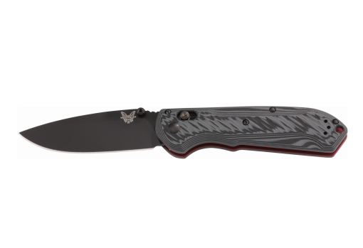 Benchmade Freek Black M4 Blade Black/Gray/Red Handle Front Side Open