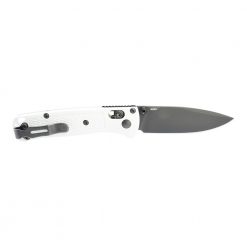 Benchmade Mini Bugout Black S30V Blade White Grivory Handle Back Side Open