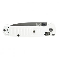 Benchmade Mini Bugout Black S30V Blade White Grivory Handle Front Side Closed