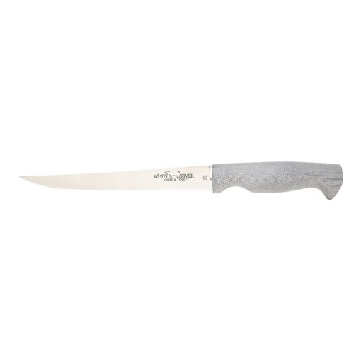 White River Fillet Knife 440C Blade Black Canvas Micarta Handle Front Side