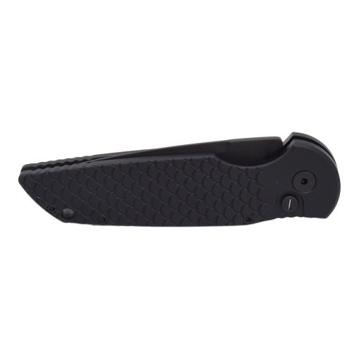 Pro-Tech TR-3 Operator Edition Black Blade Black Fish Scale Handle Front Side Closed