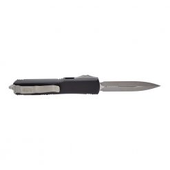 Microtech Ultratech D/E Apocalyptic M390 Blade OTF Automatic Knife Black Handle Back Side Open